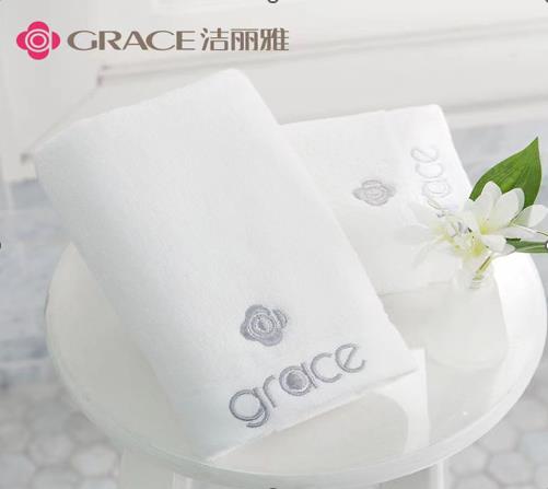 洁丽雅   毛巾材质：纯棉，颜色：米白尺寸：80*36，产品克重：140g