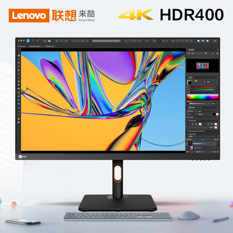联想来酷Lecoo M3221PL  32英寸4K IPS HDR400 10Bit Type-C大功率65W 音响 旋转升降专业电脑显示器