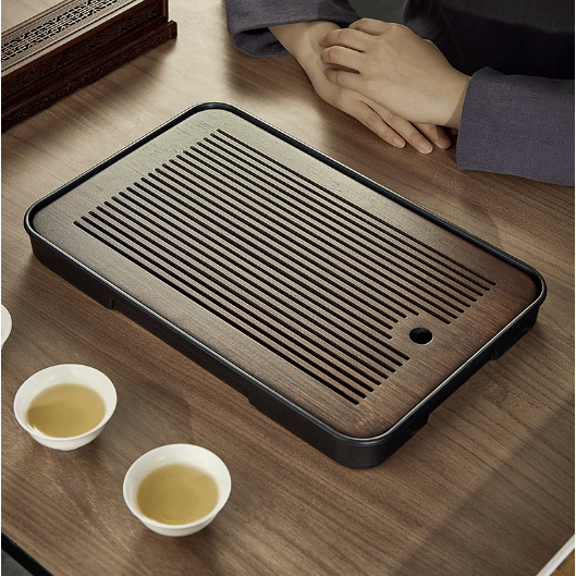 忆壶茶（YI HU TEA）茶盘托盘现代简约小型沥水储水实木功夫茶具托盘竹茶托 鸿安茶盘